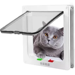 Cat Carriers ABS Plastic Flap Door With 4-Way Lock Security Controllable Switch Direction For Kitten Pet Gate