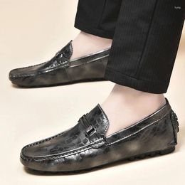 Casual Shoes Italian Luxury Men's Genuine Leather Cowhide Loafers Men Moccasins Non-slip Man Summer Fashion Soft Driving