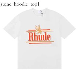 Rhude Hip Hop Streetwear Famous Designer Mens T Shirt Trendy Rhude Shirt High Quality Short Sleeve Graphic Printed Clothing Quick Dry Rhude Shirt Polo 5429