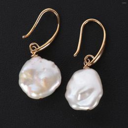 Dangle Earrings Freshwater Natural White Baroque Pearl Earring 18k Ear Drop Men Cuff Formal Wedding Beaded Minimalist Unisex Gemstone