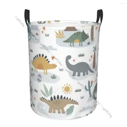 Laundry Bags Bathroom Basket Cute Dinos Print Folding Dirty Clothes Hamper Bag Home Storage