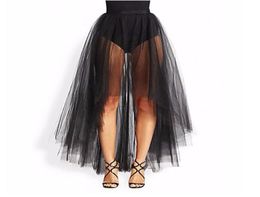 2017 Black Tulle Sheer Under Skirts Asymmetrical High Low A Line Underneath Long See Through Party Skirts 1601906