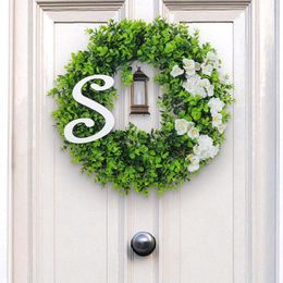 Decorative Flowers 2024 Creative Night Light Wreath Door Hanging Christmas Decorations With Simulation Green Leaf Drop