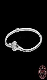 Women Bracelets 925 Sterling Silver Heart CZ Diamond Chain Bracelet Fit P Charm Beads Fine Jewellery Gift With Original Box4432429