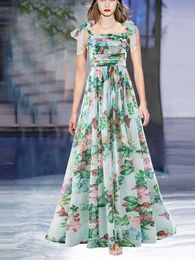 Chiffon Silk Dresses Women Summer Beach Holiday Vestidos Adjustable Camisole Ruched Fashion Printing Expansion