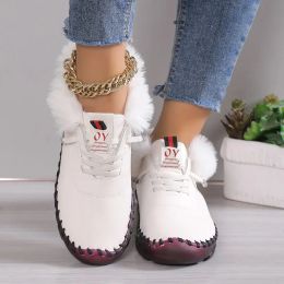 Boots New Women Loafers Lace Up Leather Flat SlipOn Sneakers Casual Cotton Shoes Waterproof Short Snow Boot Botas Mujer Plus Size 43