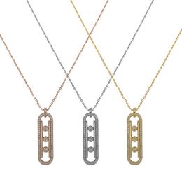 New Fashion Three sliding diamond U-shaped full diamond turning necklace popular gold split necklaces women men Necklaces & Pendants jewelry