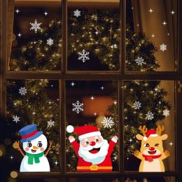 Christmas Window Stickers Santa Claus Snowflake DIY Wall Decal 2023 Christmas Decorations For Home New Year Ornaments Gift 2024