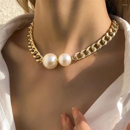 Pendant Necklaces 316L Stainless Steel Big Or Small Pearls Charm Chain For Women Fashion Jewelry Party Gift N964