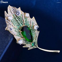 Brooches Donia Jewellery Fashion Zircon Leaf Brooch Elegant Atmosphere Pin Coat Accessories Ladies Dinner Luxury Corsage