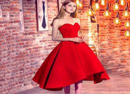 Girls Sweetheart Short Red Party Dresses Sexy Lace Up Prom Party Gowns Simple Prom dress robe de soiree vestido de festa8894959