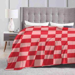 Blankets Hand Drawn Checkerboard Pattern ( Red / Pink ) Soft Warm Light Thin Blanket Chequered Square Handmade