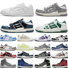 Designer Casual Shoes Skel Top Low Bone Leather Sneakers Skeleton Blue Red White Black Green Gray Men Women Outdoor Training Shoes 36-45 A42