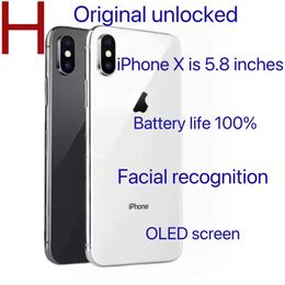Original Unlocked iphone X 5.8-inch phone A11 Facial recognition, OLED smartphone with 100% battery life with cassette sealed 4G RAM 256GB