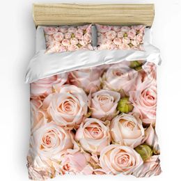 Bedding Sets Roses Pink Flowers Duvet Cover Bed Set For Double Home Textile Quilt Pillowcases Bedroom (No Sheet)