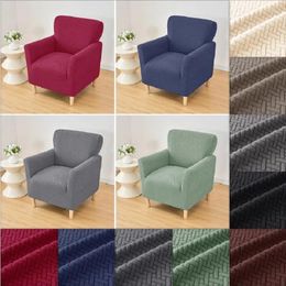 Chair Covers Single Sofa Cover Thin Long Plaid Velvet Plain Solid Color Small Elastic Armchair For Living Room Home Bar Counter El
