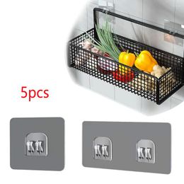 Hooks 5PCS Transparent Hanging Shelf Wall Storage Rack Fixing Patch Strong Self-Adhesive Snap For Kitchen Bathroom Gadgets