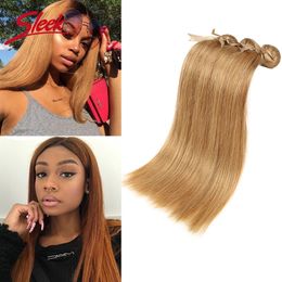 Sleek Honey Blonde 27 Colour Mink Brazilian Natural Remy Straight Hair Weave Bundles 8 To 28 Inches 240327