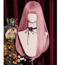Wigs Synthetic Long straight pink wig girl cosplay Lolita heatresistant party wig