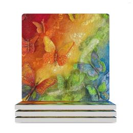 Table Mats Rainbows And Butterflies Ceramic Coasters (Square) Cute Cup Coffee Black Teapot Mat