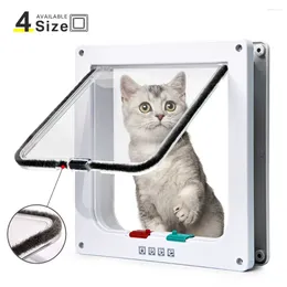 Cat Carriers Pet Door 4 Way Locking Security Lock ABS Plastic Dog Flap Controllable Switch Direction Puppy Kitten Doors