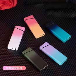 2023 Douyin Popular Portable Gradient Colour USB Rechargeable Double Arc Lighter Cigarette Accessories Men and Women Gift Gadgets