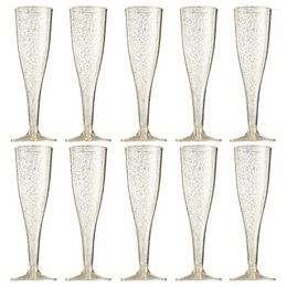 Disposable Cups Straws 10Pcs Champagne Flute Beautiful Plastic Entertain Guests Cocktails Goblet Dining Room Supply