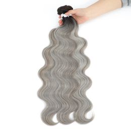 Weave Weave Weave Gladys Body Wave Hair Bundles 26 Inch Soft Synthetic Hair Weave Ombre Brown 613 Blonde 100g Loose Deep Wave Hair