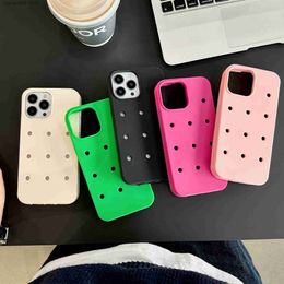 Cell Phone Cases New hole shell DIY buckle decoration iPhone 15pro Apple 14 phone case 11 Japan and South Korea 13 womens dress up silicone soft T240402