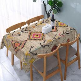 Table Cloth Waterproof Antique Moroccan Berber Rug Cover Fitted Ethnic Geometric Art Backing Edge Tablecloth For Picnic