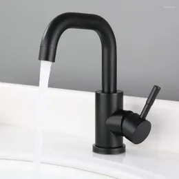 Bathroom Sink Faucets Black Basin Faucet Single Handle Hole Deck Mounted Taps Stainless Steel