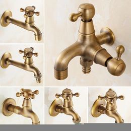 Bathroom Sink Faucets S158 G1/2" Brass Garden Faucet Tap Washing Machine Bibcock Brushed Single Cold