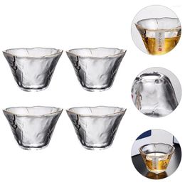 Wine Glasses 4Pcs Japanese Style Cup Glass Cups Drinking Soju Saki Set Microwave And Dishwasher Safe ( Transparent )