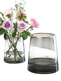 Vases Gold T-Shaped Glass Vase Transparent Flower Arrangement Hydroponic Home Soft Decoration Living Room Ornaments Nordic