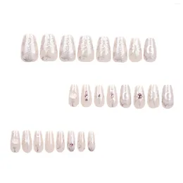 False Nails 24pcs -length Nail Dle East Style Elegant Ballerina Artificial For Extension Suit Matching