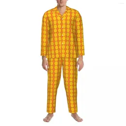 Home Clothing Hives Print Sleepwear Autumn Honeycomb Casual Oversized Pajama Sets Men Long Sleeves Soft Graphic Nightwear