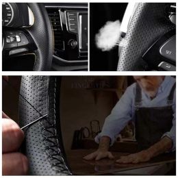 For Honda Civic Old Civic 2006 2007 2008 2009 2010 2011 DIY Black Genuine Leather Car Steering Wheel Cover Car Accessories