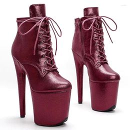 Dance Shoes 20CM/8inches PU Upper Modern Sexy Nightclub Pole High Heel Platform Women's Ankle Boots 140