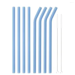Drinking Straws Healthy Eco Friendly Bent Glass 200mmx8mm Reusable Set Multi Color For Cocktail Smoothie Milkshake