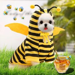 Dog Apparel Cute Stripe Hoodies Clothes In Bees Cartoon Bipod Bee Costume Winter Pet Supplies Drop