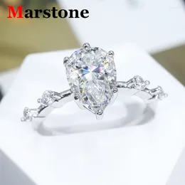 Cluster Rings 4CT Full Moissanite Diamond D Colour VVS Pear Cut Women's Ring S925 Sterling Sliver Plated White Gold Wedding For Women