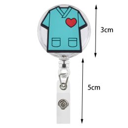1 PCS Green Lucky Four-leaf Badge Reel Retractable Nurse Doctor ID Badge Holder With 360 Rotating Alligator Clip Name Holder