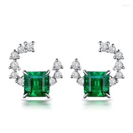 Dangle Chandelier Earrings S925 Sterling Sier Natural Emerald Gemstone Earring For Women Fine Aros Mujer Oreja Geometric Drop Femal Dhpyl