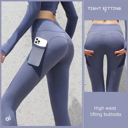 aloll lycra fabric solid color women yoga pants high waist sports gym wear leggings elastic fitness lady outdoor sports trousers 2024 newIUJZ