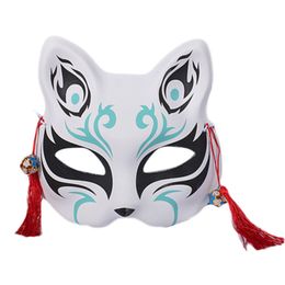 Foxes Cats Half Face Mask Japanese Kabuki Kitsune Masks for Mens Womens Childrens Halloween Masquerade Costume Props 57BD