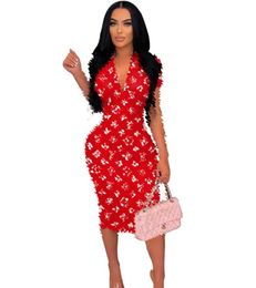 Women Sexy V-neck Dress Mini Skirts printed Party club Work Business Shirt Dresses Mujer street style skirt