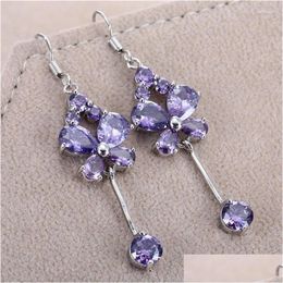 Dangle Chandelier Earrings Luxury Purple Zircon The Butterfly Shape Charm For Women Design Wedding Fashion Jewelry Drop Delivery Ear Dhln9