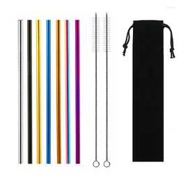 Drinking Straws 7 Colours Reusable Straw Eco-Friendly 18/10 Stainless Steel Set Metal Colourful Bar Party Accessory