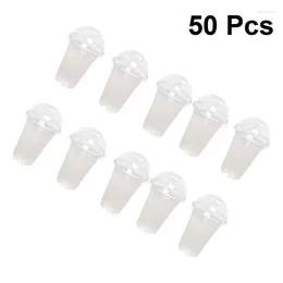 Disposable Cups Straws 100Pcs 380ml Drinking With Lid Plastic Clear Party Dessert Cup Cocktail Glasses Lids