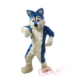 halloween Blue Wolf Mascot Costume Cartoon Character Outfits Suit Christmas Carnival Unisex Adults Carnival Birthday Party Dress